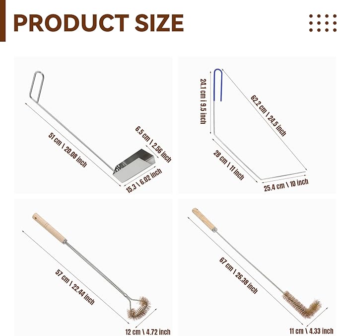 4 Pcs Fryer Cleaning Tools, L Shaped Brass Bristles Fryer Deep Cleaning Brush, Deep Fryer Crumb Scoop, Fryer Deep Cleanout Rod, Long Handle Fryer Basket Brush for Restaurant Air Fryer