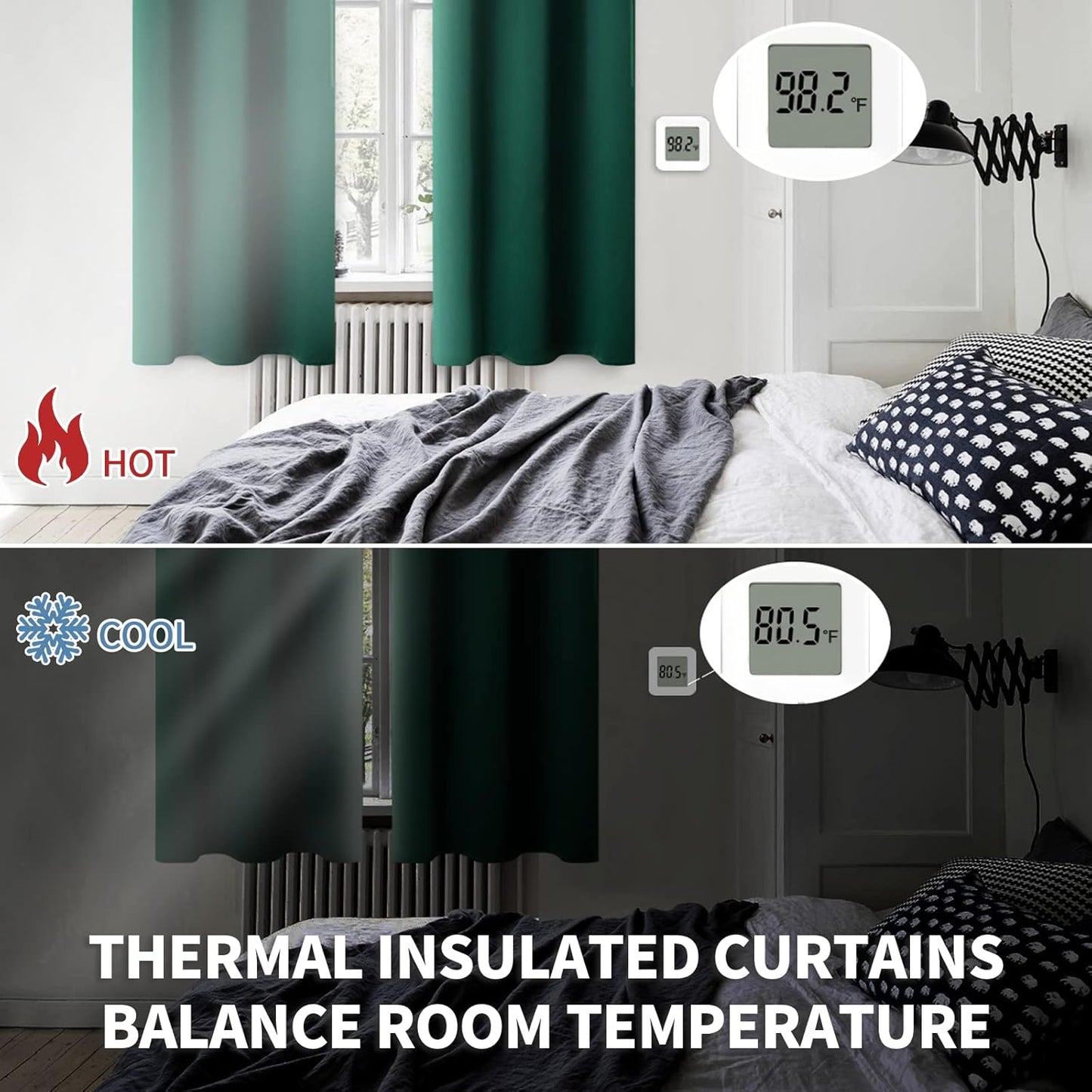 BGment Emerald Green Blackout Curtains 36 Inch Length for Kitchen Window - Short Thermal Insulated Drapes Room Darkening with Rod Pocket for Bathroom Cafe Rv Window, 42 x 36 Inch, 2 Panels