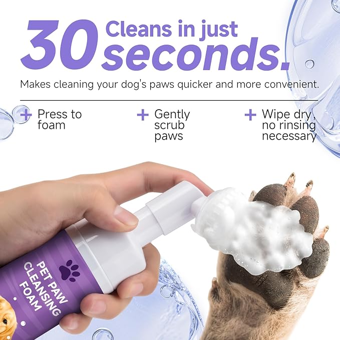 Dog Paw Cleaner Kit – Paw Cleaning fo rall Dogs & Puppy Silicone Scrubber Brush – pH Balanced Gentle No-Rinse Wash Scrubber, Foot Cleansing Bubble – Includes Dog Paw Balm&Towel