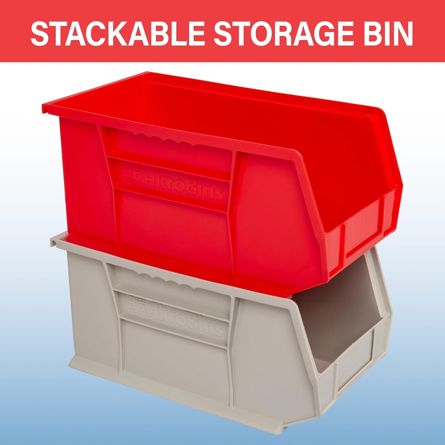 Akro-Mils 30240 AkroBins Plastic Storage Bins, Space-Saving Stackable Bins for Garage, Pantry, Craft Organization, 15-Inch x 8-Inch x 7-Inch, Blue, 12-Pack