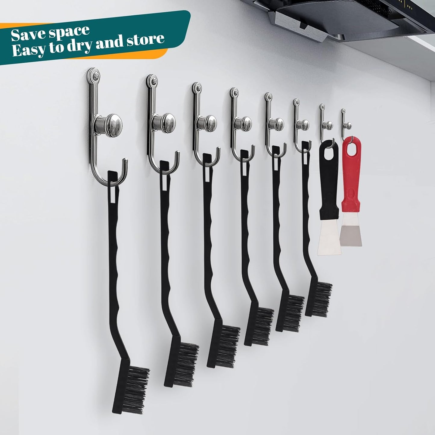 24 Pcs Mini Nylon Brush Set, Nylon Scratch Brush with Curved Handle, Cleaning Weld Slag and Rust