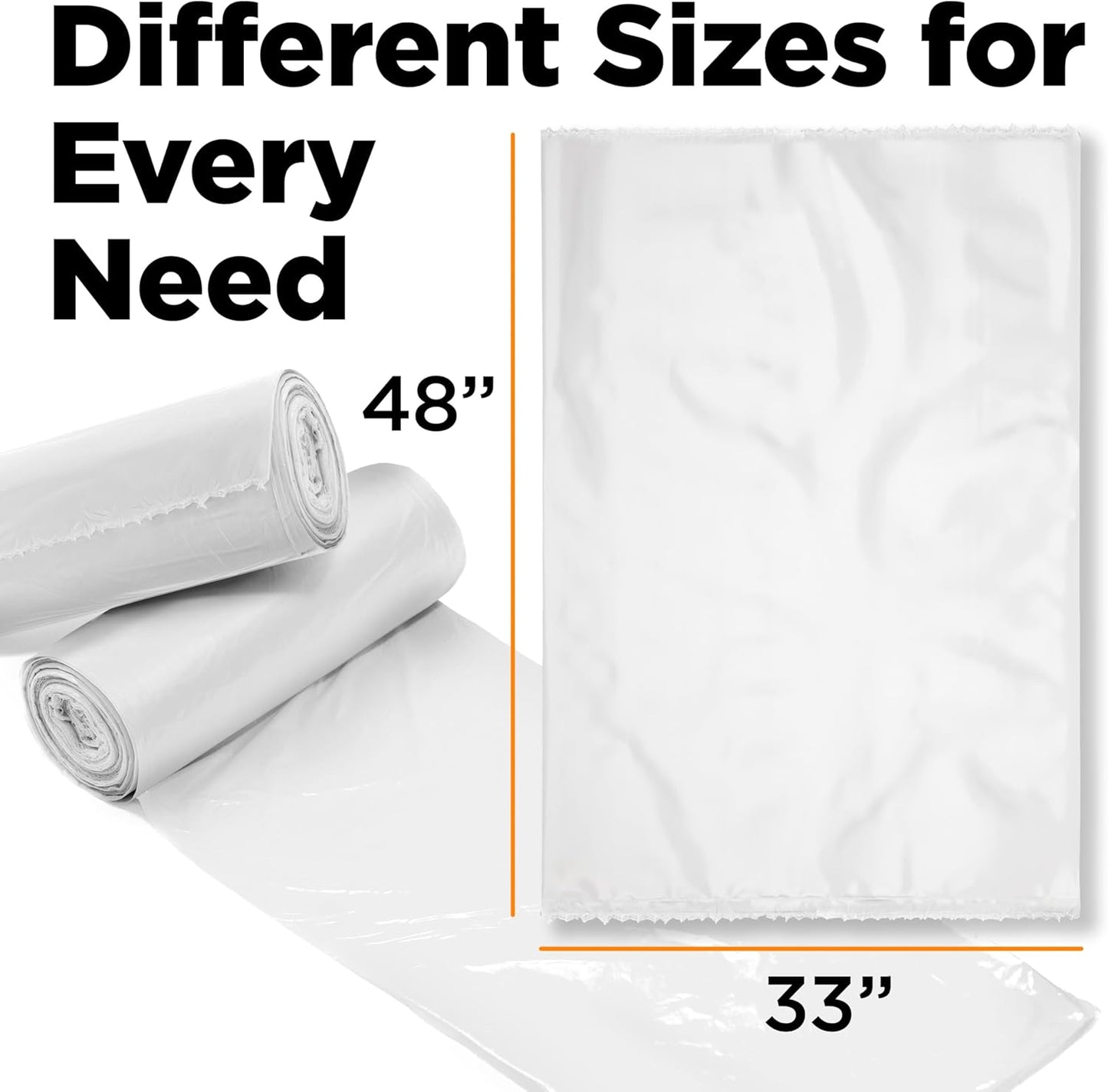 ToughBag 40-42 Gallon Trash Bags, 2.5 Mil Contractor Bags, Heavy Duty Large Trash Can Liners, Recycling Trash Bags, 33 x 48" (50 COUNT/CLEAR) - Made in USA