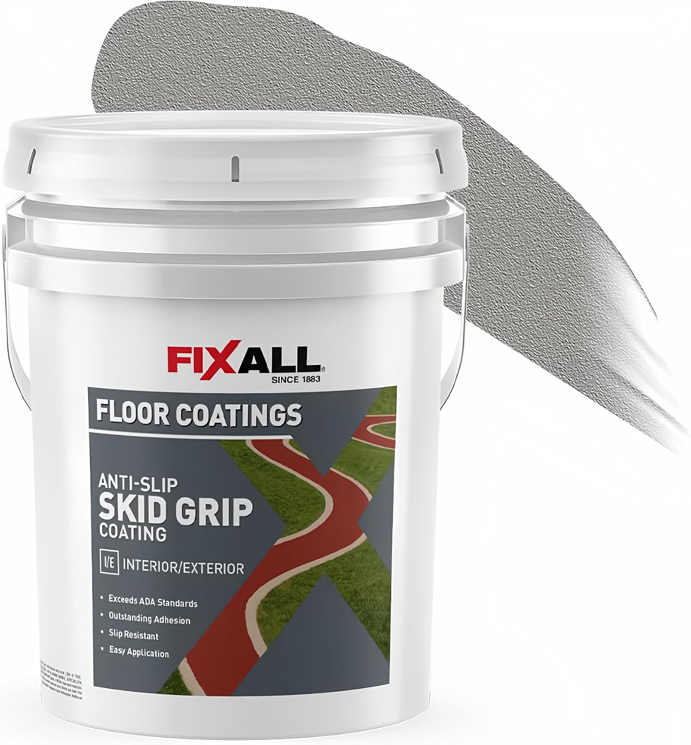 FIXALL Skid Grip Anti-Slip Coating, 5 Gallons, Smoke, Exceeds ADA Standards, Ideal for Safety Areas, Slip-Resistant Pavement, Cement & Concrete Paint (Copy)