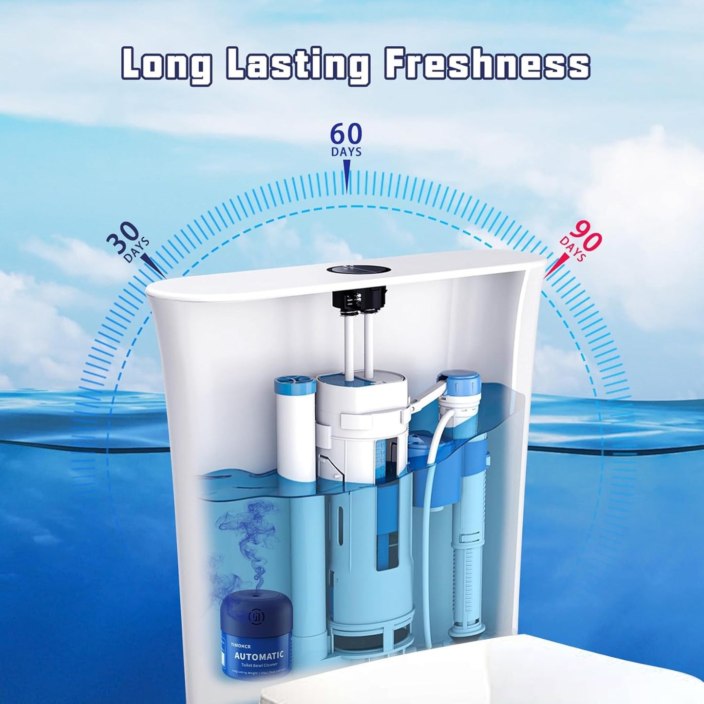 Toilet Bowl Cleaner, Automatic Long Lasting Continuous Toilet Bowl Cleaners, Bathroom Cleaner Prevent Stain Build Up Deep Clean,3 Bottles Septic Safe Toilet Bowl Tablets in Bottle Light Lemon Scent