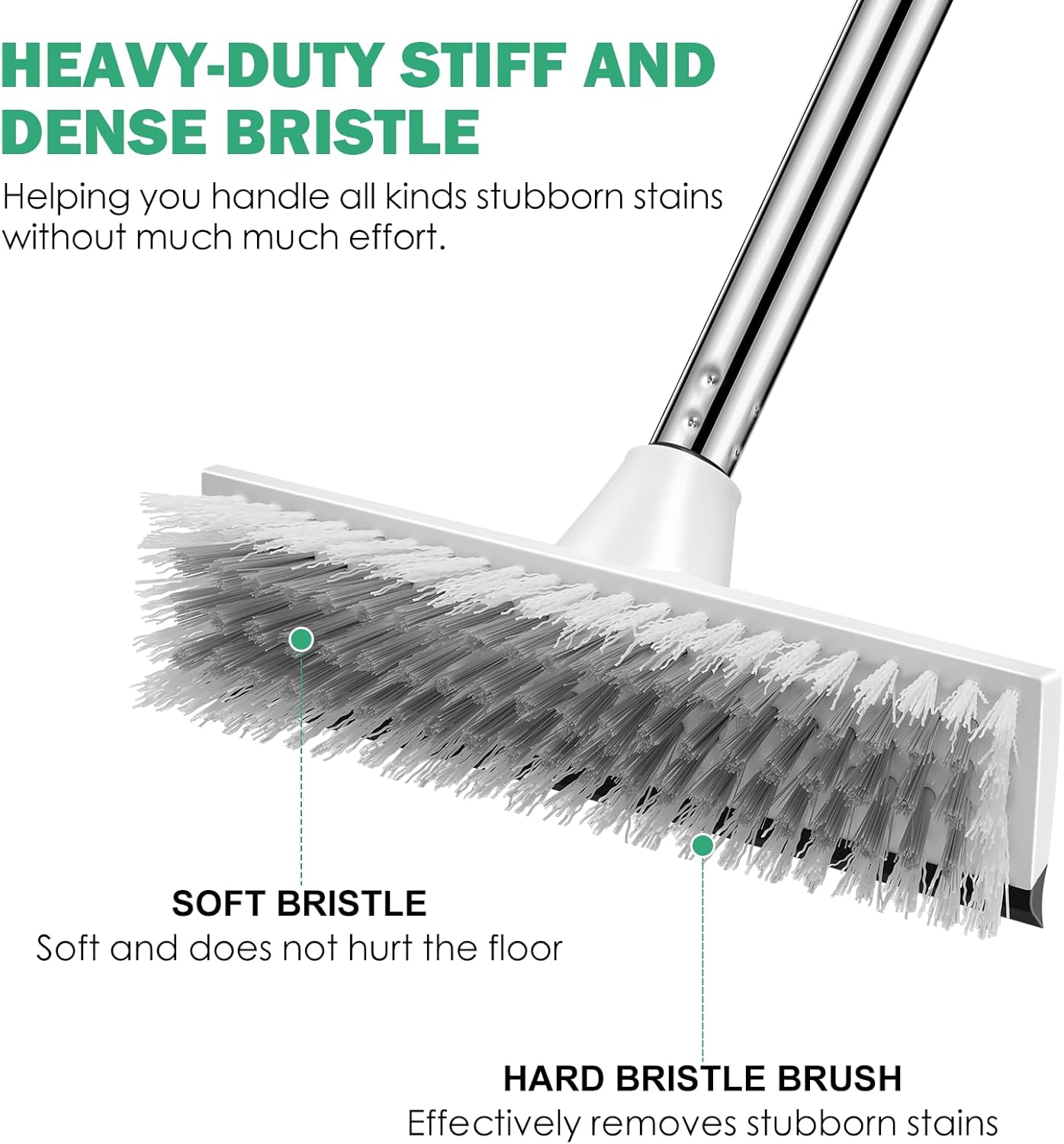 SetSail Floor Scrub Brush with 51-Inch Long Adjustable Handle 2 in 1 Scrape Brush Stiff Bristle Floor Scrubber for Cleaning Shower Bathroom Garage Kitchen Wall Deck Tub Tile