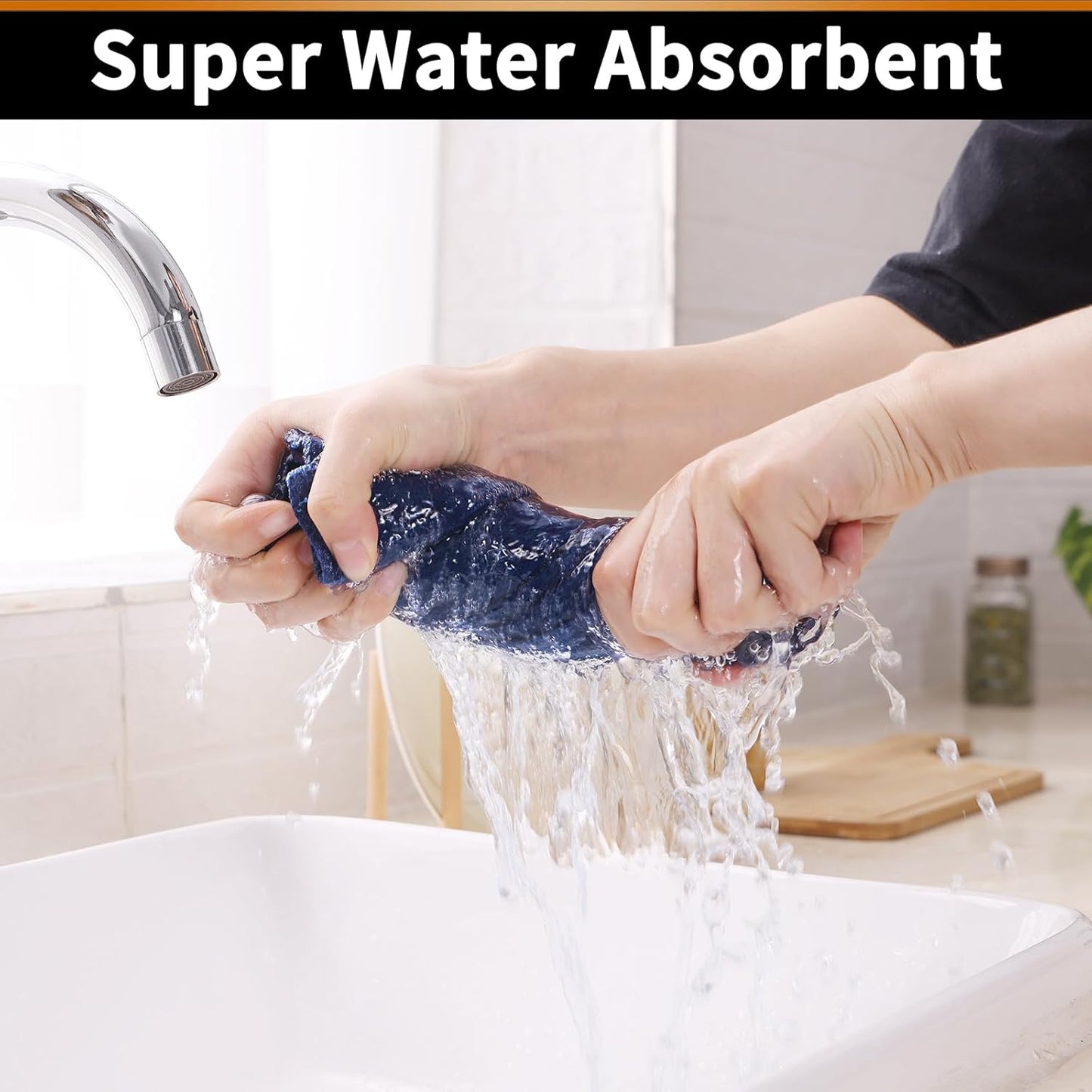 Homaxy 100% Cotton Waffle Weave Dish Cloths - 6 Pack Soft and Absorbent Dish Towels - 12 x 12 Inches Quick Dry Dish Rags - Navy Blue