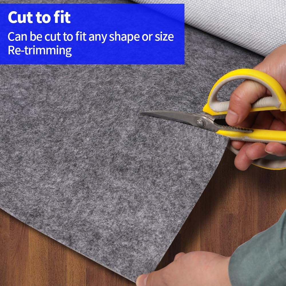 100% Waterproof Non-Slip 1/4” Extra Thick 3x5 ft Rug Pad for Large Area Rugs Durable Felt Floor Protection pad for All Floors, Suitable for Cutting. Rug Pads Keep Rugs in Place and Provide Cushioning
