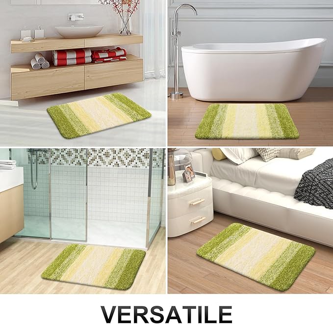 OLANLY Bathroom Rugs Mat 24x16, Extra Soft Absorbent Microfiber Bath Rugs, Rubber Backing, Quick Dry, Machine Washable Bath Mats for Bathroom Floor, Tub and Shower, Home Decor Accessories, Olive Green