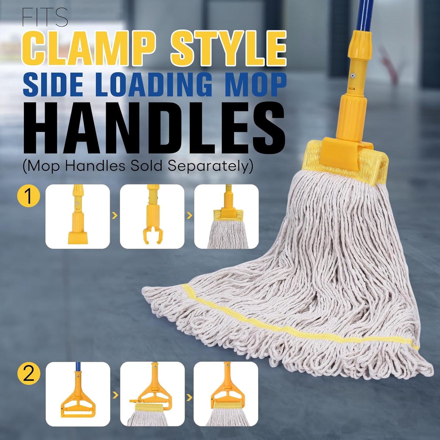 Matthew Cleaning Commercial Mop Head Replacement, 5 Inch Wide Headband, Looped End Cotton Blend String Wet Mops for Floor Cleaning, 24 oz Large, 1-Pack White