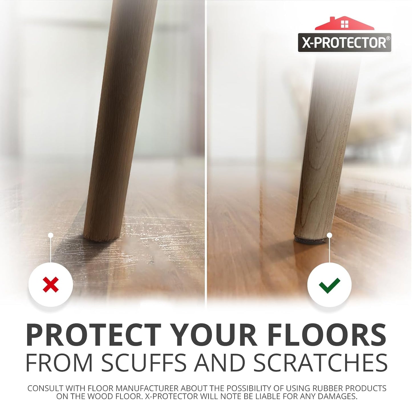 16 PCS 2" Non-Slip Furniture Pads X-Protector - Premium Furniture Grippers! Self-Adhesive Rubber Feet for Furniture Feet - Ideal Non-Skid Furniture Pads Floor Protectors to Keep Furniture in Place!