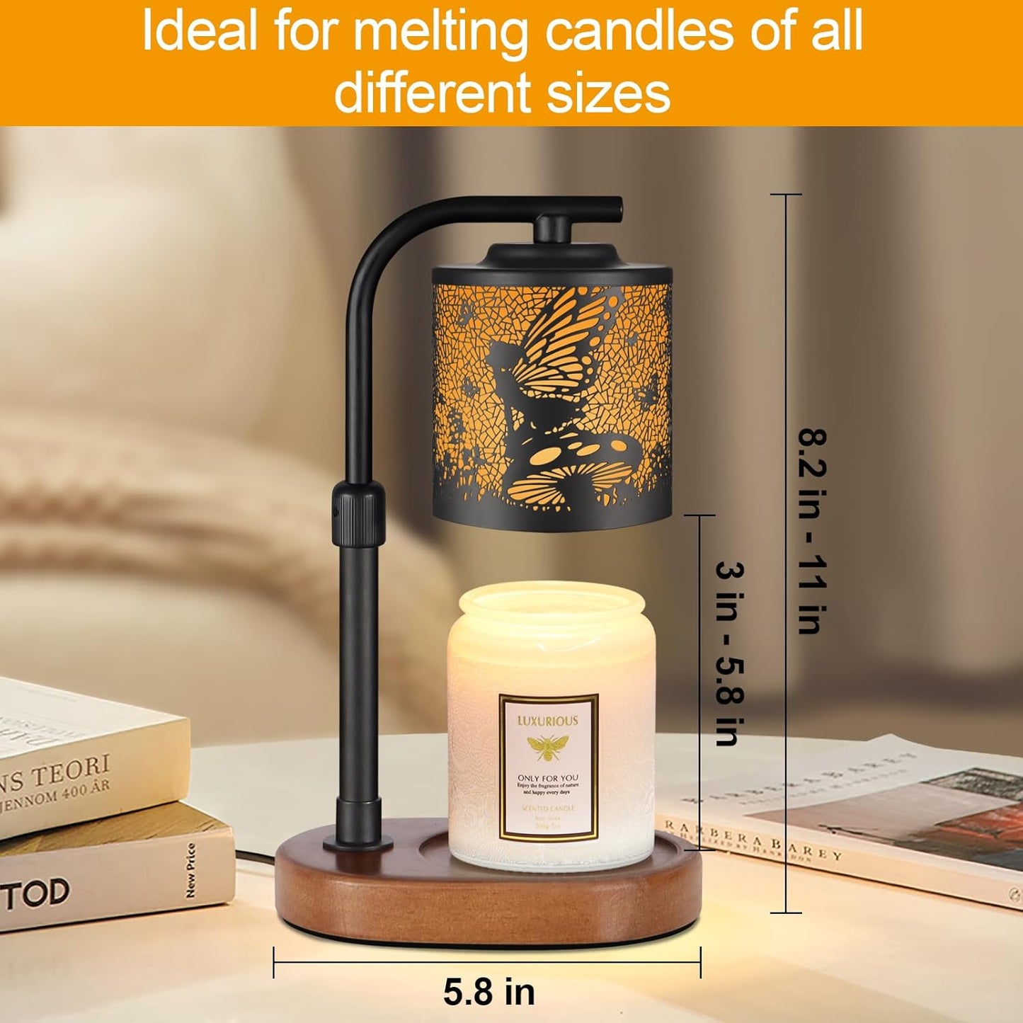 Candle Warmer Lamp with Timer,Birthday Gifts for Women Mom,Adjustable Height for Scented Jar Candles,Electric Candle Lamp Warmer for Home Decor(Flower Fairy)