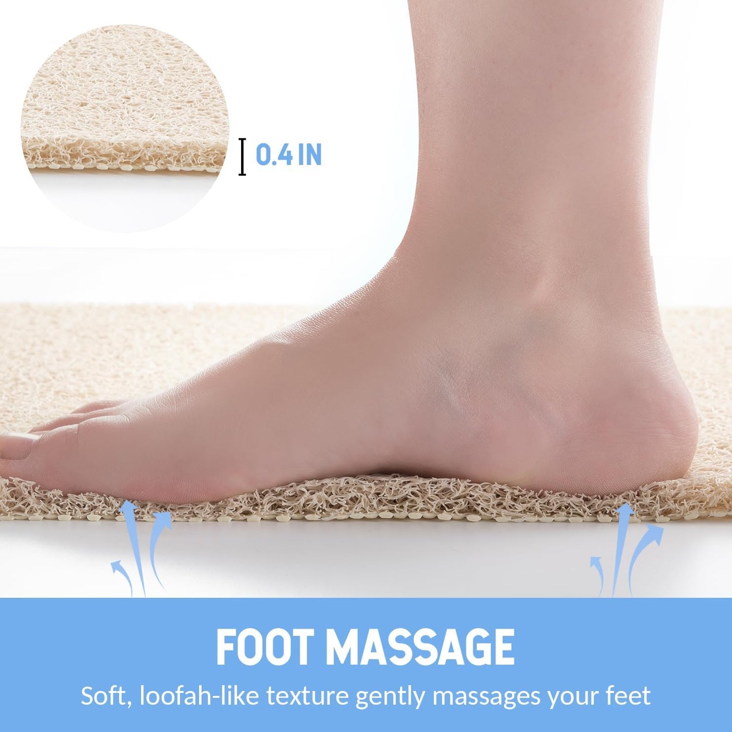 Non-Slip Bathtub Mat, Anti Slip Shower Mat, Fast Drying Bathtub Mats, Foot Scrubber Mat, Anti Slip Mat for Tub, Floor, Bathroom, Kitchen, Home, Hotel (Beige 71"×24")