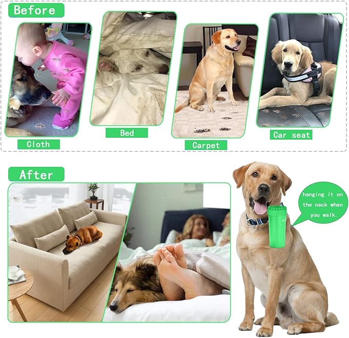 Dog Paw Cleaner & Washer for Large/Extra Large Breeds - Muddy Paws Easy Cleaning Cup for Big Dogs - Includes 3 Absorbent Towels(Green)