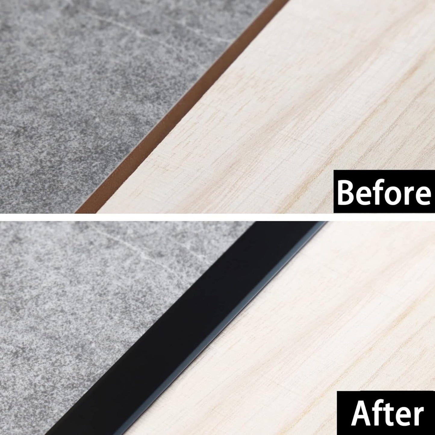 3Pcs Aluminum T Molding Trim & Floor Transition Strips, Flat Divider Strip for Door Threshold and Joining Flooring Gaps of Laminate Planks Tile (2.9Ft x 1.6In, Matte Black)