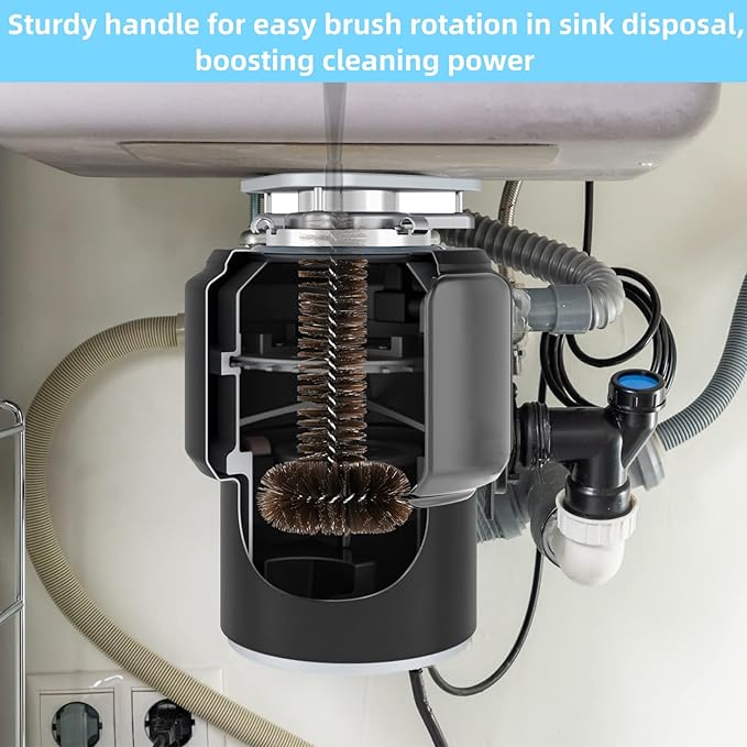 2 Pack Garbage Disposal Cleaner Brush 15" Extra Long Handle for Deep Cleaning Sink and Drain Eliminates Residue, Odor