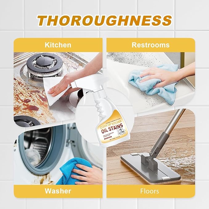 Grease Remover,Heavy Oil Stain Cleaner Kitchen,Clean Up Kitchen Oil Stains, 2025 Upgrade Cleaner Spray Degreaser Cleaner, Grease Remover for Pot, Stoves and Range Hoods (1)