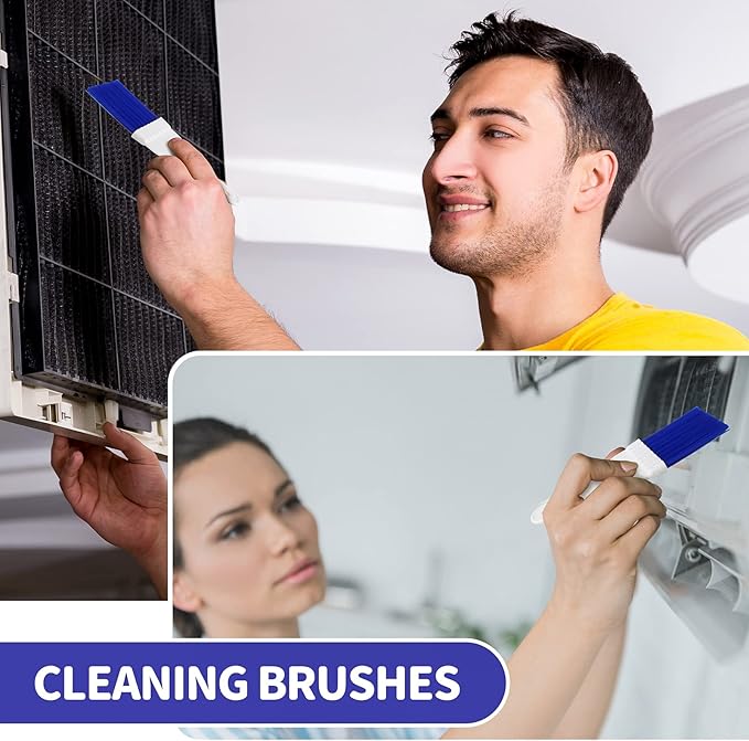 Boao 8 Packs Coil Brush Air Conditioner Condenser Refrigerator Cleaning HVAC Coil Cleaner Small Plastic Whisk Brush (Blue)