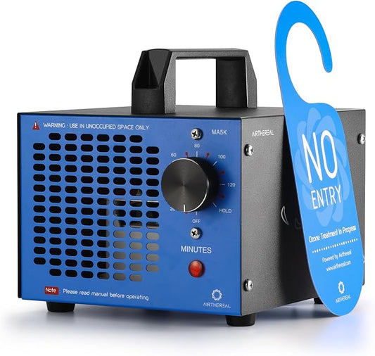 Airthereal MA5K Ozone Generator for Home, Ozone Air Ionizer Odor Eliminator with 120-Min Timer, Lightweight Design, Odor Removal for Car, Smoke, Pets, Basements, Covers Up to 2,000 Sq. Ft., Blue