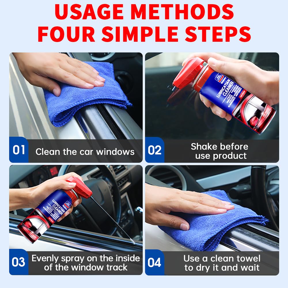 Glodway Automotive Window Door Seal,Silicone Seal Lubricants,Track Lube for Electric Windows,Noise Reduction with Smart Straw Sprays 2 Ways,10 OZ (Pack of 1)