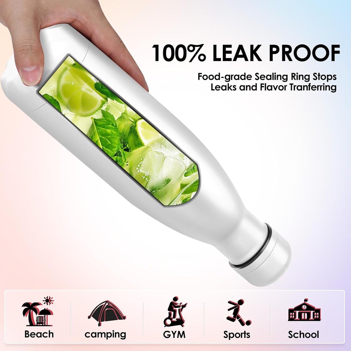 17oz Cola-Bottle Shaped Stainless Steel Leak-proof Water Bottle,Double Wall Vacuum Insulated Metal,Travel Mug For Sports Indoors & Outdoors,BPA-Free School Kids Flasks,White(1 Pack)