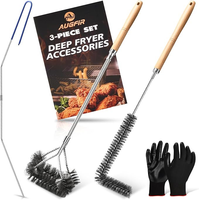 Fry Tools Fryer Cleaning Tools Set of 3, Stainless Steel Deep Fryer Basket Brush ...