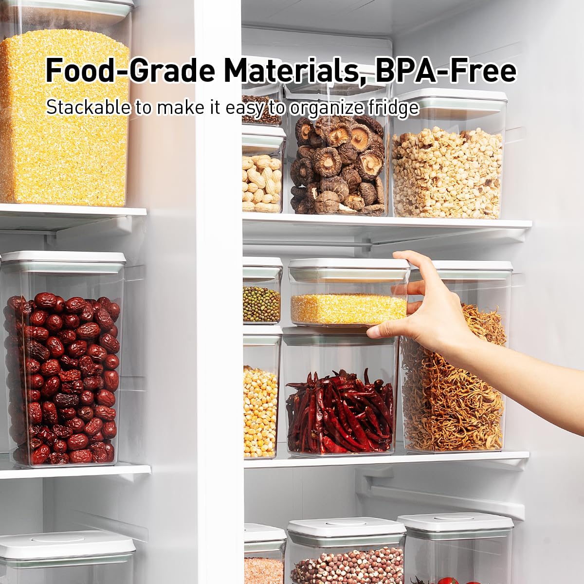 Pop Food Storage Containers Set, 6Pcs Airtight Containers with Lids for Kitchen Pantry Organizers and Storage,One Button Opening BPA-Free Food Containers for Cereal Flour Sugar(0.6, 1.3, 1.9Qt)*2