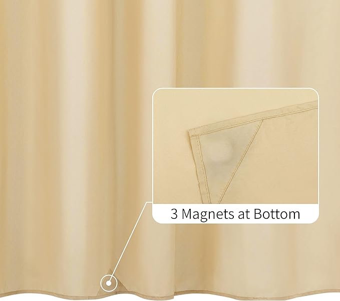 ALYVIA SPRING Long Fabric Shower Curtain Liner Waterproof - 72" x 74", Soft & Lightweight Longer Shower Curtain with 3 Magnets, Machine Washable - 72x74, Khaki