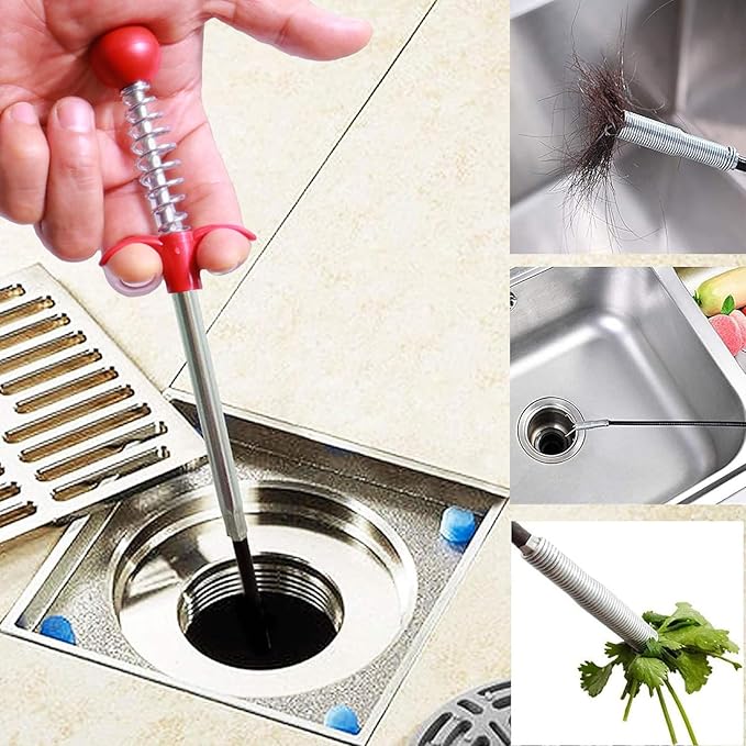 61 Inch Drain Snake Hair Drain Clog Remover With 4 Claws Bendable Hose Pickup Reaching Assist Tool for Home and Kitchen Sink