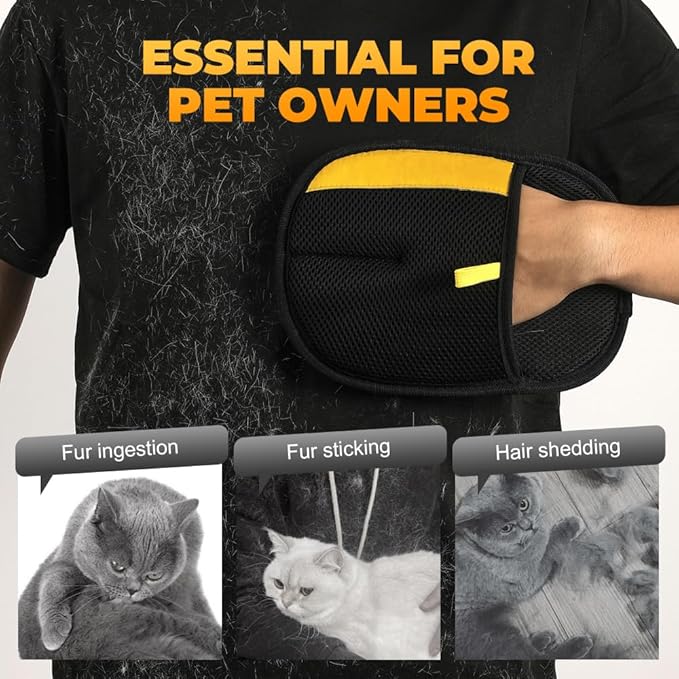 Electrostatic Gloves Pet Hair Removal Glove for Cats & Dogs, 2025 New Pet Hair Remover Glove for Couch, Furniture, Carpet, Curtain, Washable Reusable Animal Fur Removal Tool (2PCS)