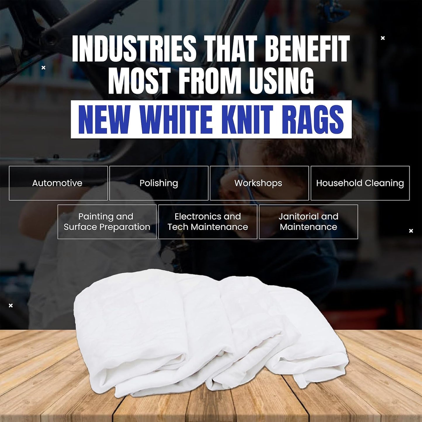 Premium White T-Shirt Cleaning Rags (25 lbs. Bag of Rags) – White Cotton Rag for Cleaning, Staining, Painting, Oil, Grease & Dust Removal – Shop Rags Bulk