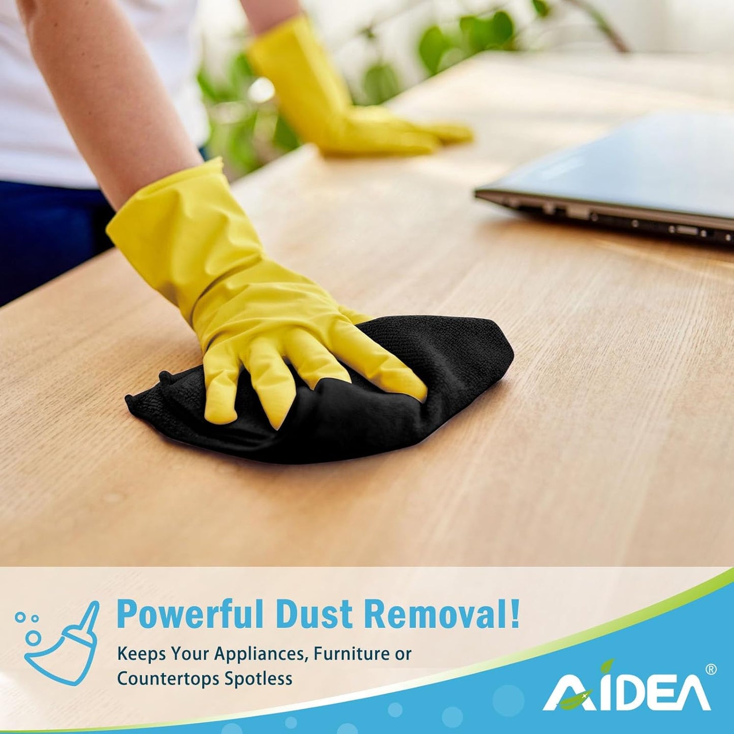 AIDEA Microfiber Cleaning Cloth Black 12PK, Microfiber Towels for Cars, Premium Car Cloths, Dusting Cloth Lint Free Cleaning Rags for SUVs, House, Kitchen, Window, Workshops,11.5×11.5"