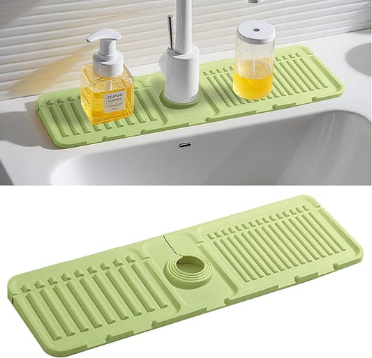 Faucet Mat for Kitchen Sink, Silicone Faucet Handle Drip Catcher Tray Mat, Silicone Kitchen Sink Splash Guard, Ideal Protective Tray for Stone Sinks in Kitchen & Bathroom