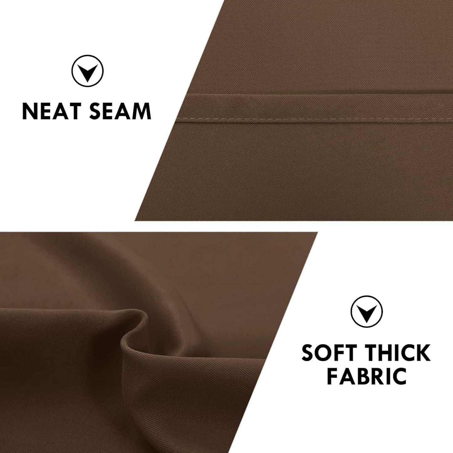 DWCN Blackout Curtains for Living Room Thermal Insulated, Energy Saving & Noise Reducing Bedroom Curtains, Brown, W 70x L 63 Inch, Set of 2 Rod Pocket Curtain Panels