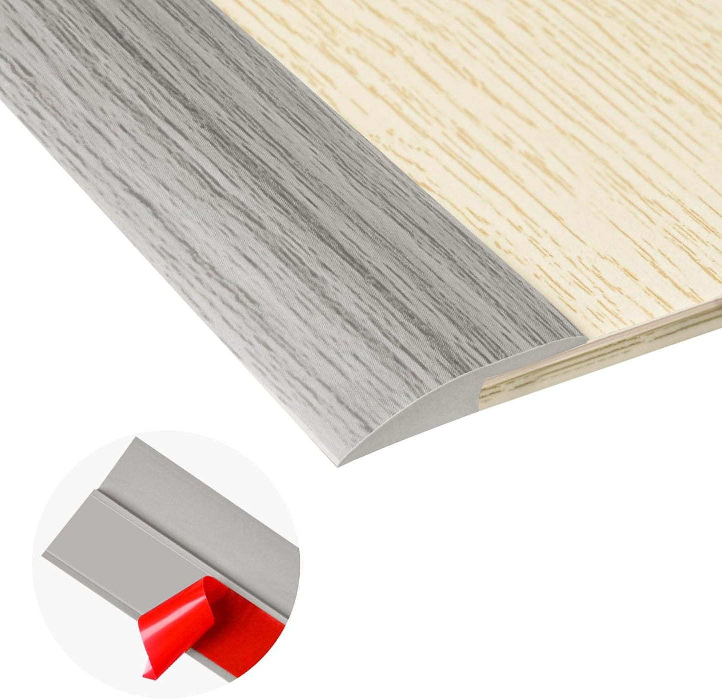 10Ft Carpet Floor Transition Strip, Self Adhesive Floor Edging Trim Strip, PVC Threshold Cover for Doorway, Floor Divider Strip Suitable for Threshold Height Less Than 5 mm - Gray Forest