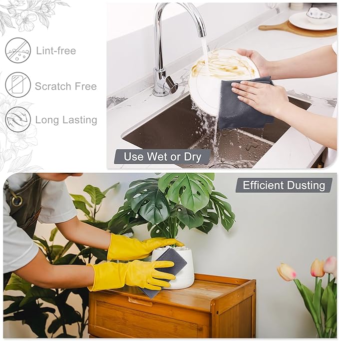 Homaxy Tear Away Dish Cloths Rolls, 75 Sheets-11.8" X 11.8", Reusable Washable Dish Towels for Kitchen, Ultra Absorbent and Quick Drying Microfiber Cleaning Rags, Grey