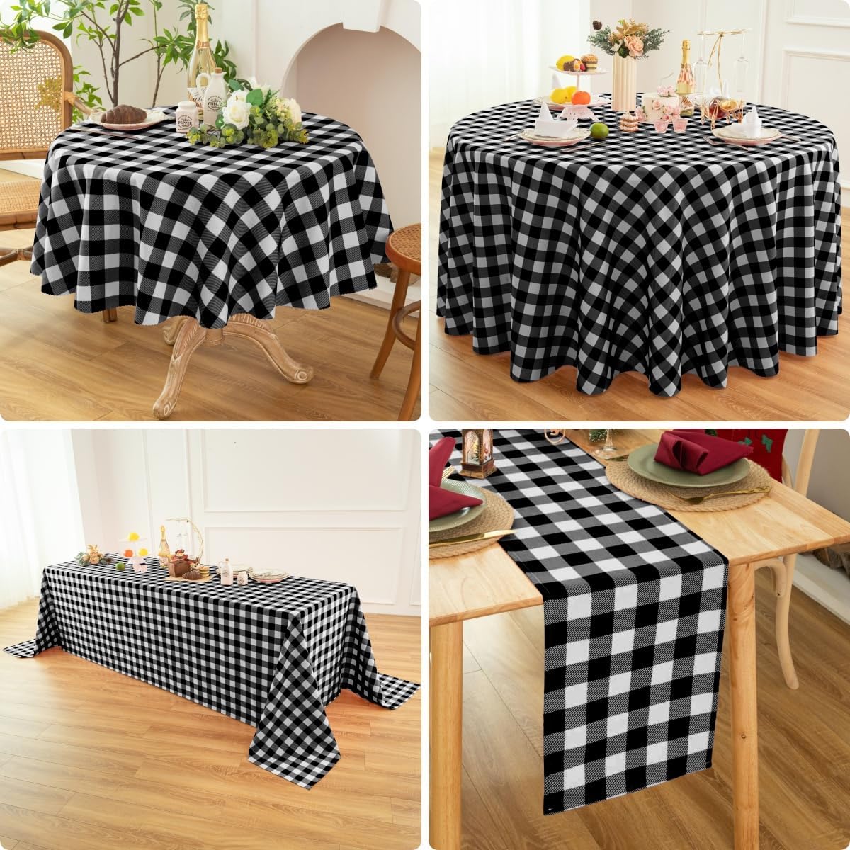 Waterproof Plaid Tablecloth Fabric - Oblong 52x70 Inch Classic Buffalo Tartan Table Cloth for Indoor/Outdoor Use - Washable Table Cover for Dinner, BBQs, and Parties