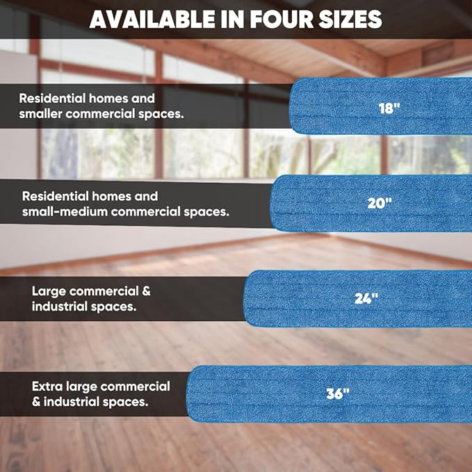 Microfiber Wholesale 24 inch Microfiber Mop Pads - Machine Washable, Reusable, Refills & Replacement Wet Mop Heads Compatible with Any Microfiber Flat Mop System (18 Pack)