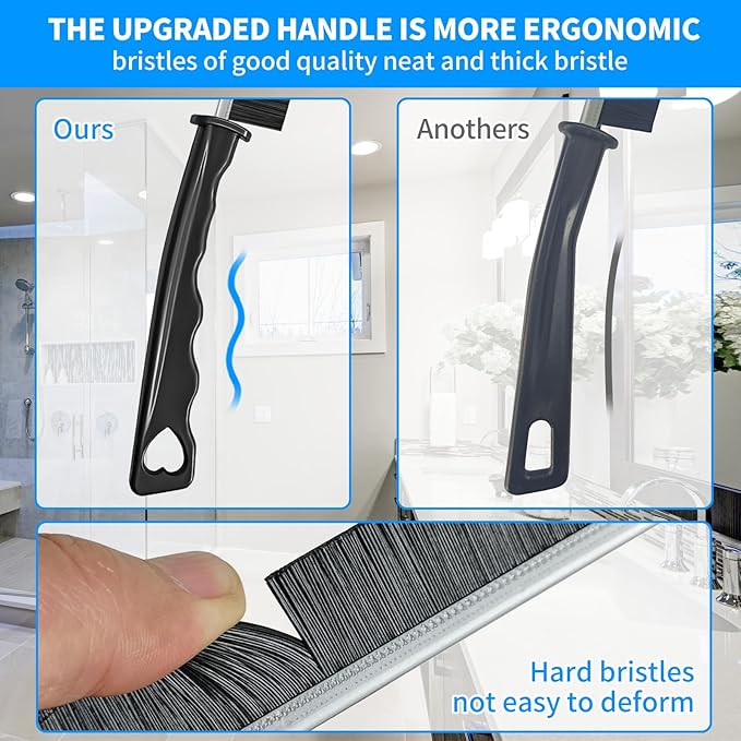 4TH Multi-Purpose Hard Bristle Crevice Cleaning Brush -Deep Cleaning Essential Tool for Household Use -Versatile, Durable, Thin Brush to Clean Narrow Spaces -6 Pcs, Black
