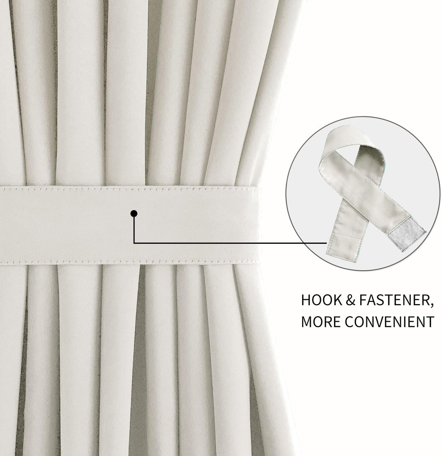 DWCN French Door Curtains – Rod Pocket Thermal Blackout Curtain for Doors with Glass Window, Kitchen and Patio Doors for Privacy, 12 X 72 Inches Long, 1 Curtain Panel with Tieback, Ivory