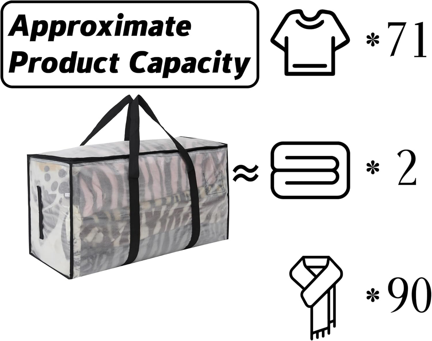 Heavy Duty 93L (24.5 Gallon) Stackable Storage Bins with Fully Openable Lids, Moving Bags Heavy Duty, Clear Plastic Totes for Moving Storage, Home Organization, Closet, Dorm Room. 10 pack