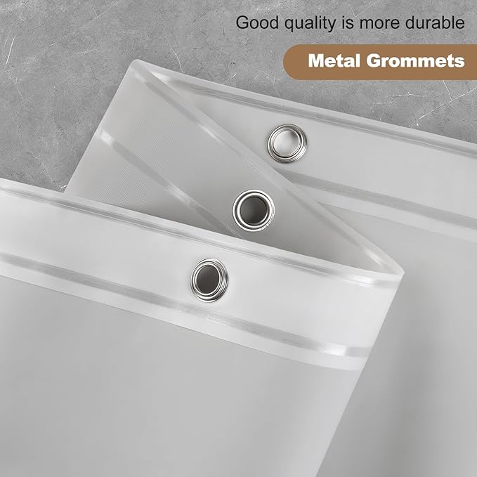 UFRIDAY Grey Shower Curtain Liner Premium PEVA 48 x78 inch,Heavy Duty Shower Curtain with 2 Weighted Magnets, Plastic Waterproof Grey Shower Curtains for Bathroom with 6 Hooks