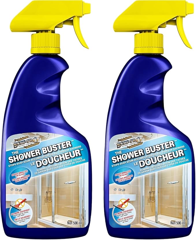 Shower Cleaner Buster Spray - all Types of Surfaces, Shower Glass Cleaner, Stop Soap Scum & Water Stain (2 x 500 ML / 16.9 OZ)