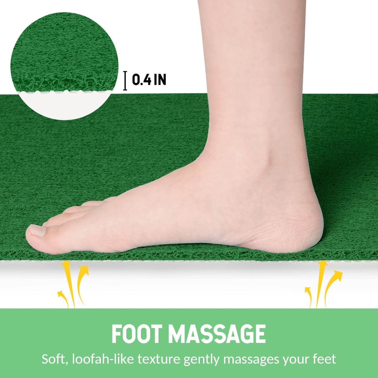 Non-Slip Bathtub Mat, Anti Slip Shower Mat, Fast Drying Bathtub Mats, Foot Scrubber Mat, Anti Slip Mat for Tub, Floor, Bathroom, Kitchen, Home, Hotel (Dark Green 24"×24")