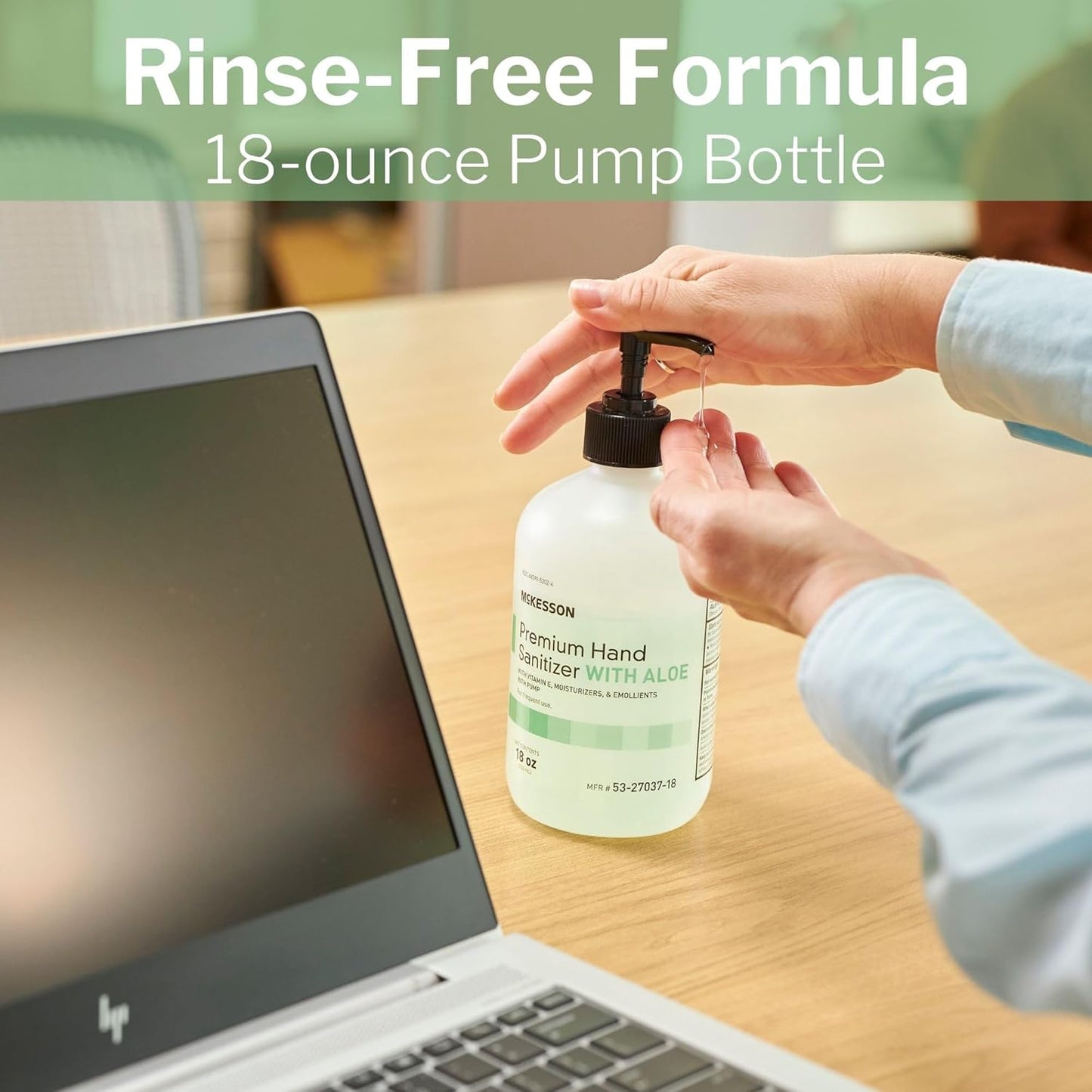 McKesson Hand Sanitizer with Aloe, 18 oz Pump Bottle [Pack of 2] – 70% Ethyl Alcohol, Spring Water Scent, No-Rinse Gel with Vitamin E and Moisturizers, Medical-Grade Sanitizer