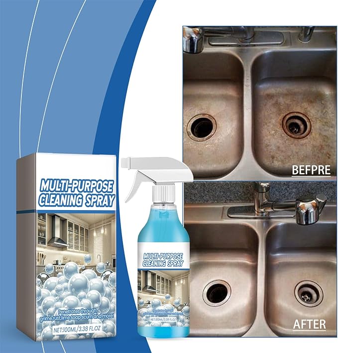 Grease Cleaner - Cleaning Multipurpose Degreaser, 100ml Heavy Duty Kitchen Grime Remover Spray for Window, Glass, Appliance, Countertop, Bathroom, Office, Toilet, Furniture