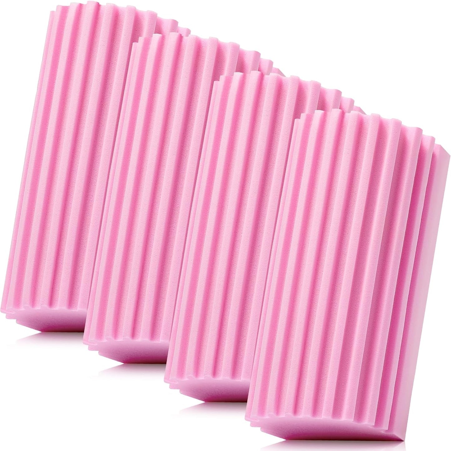 4 Pack Damp Dusting Sponge Duster, Pink Dust Cleaning Sponge, Reusable Household Cleaning Sponge Tool for Blinds, floorboards, Fan Blades, Vents, Glass, Railings, Mirrors