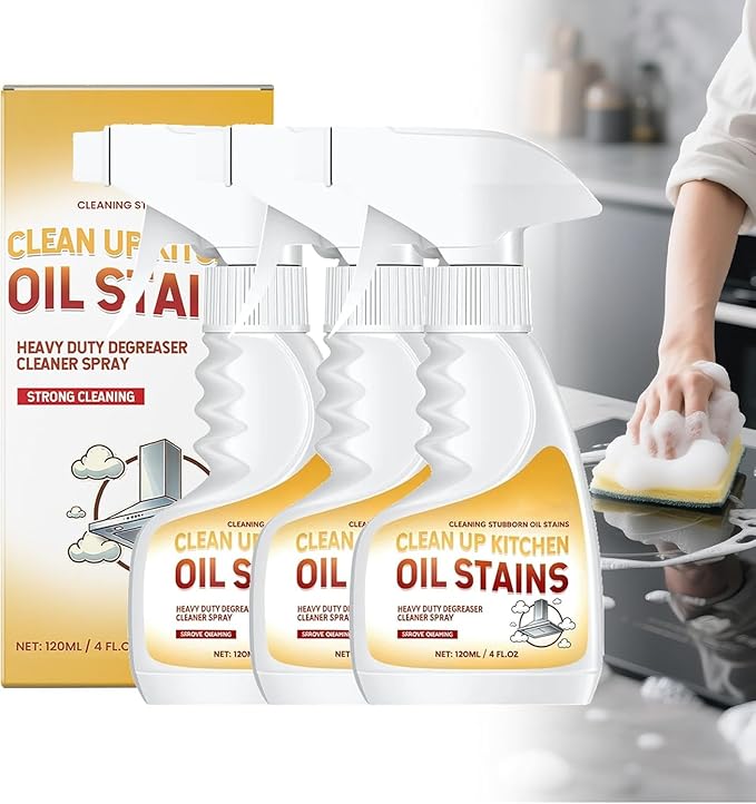 Grease Remover,Heavy Oil Stain Cleaner Kitchen,Clean Up Kitchen Oil Stains, 2025 Upgrade Cleaner Spray Degreaser Cleaner, Grease Remover for Pot, Stoves and Range Hoods (3)