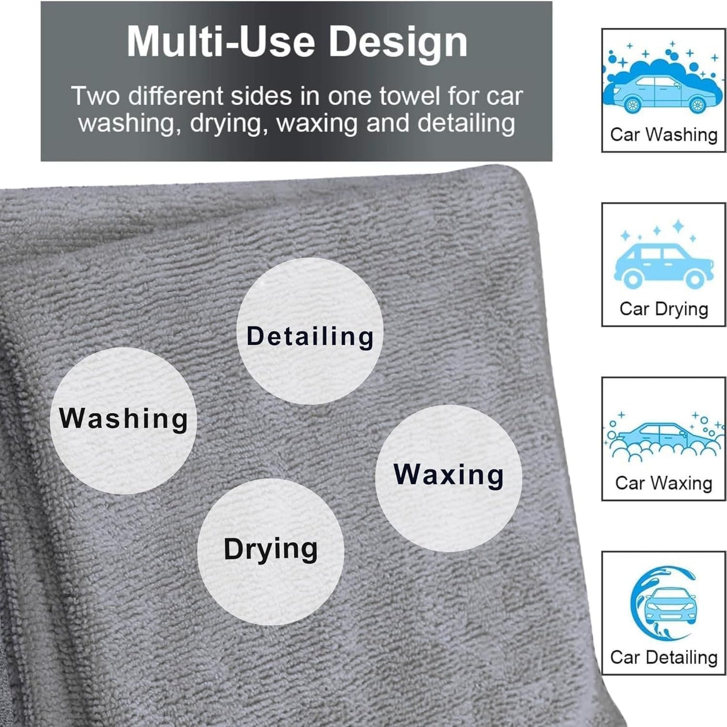 Single Microfiber Cleaning Cloth 40x40 cm - Ultra Absorbent Microfiber Cloth for Home, Kitchen Car Bathroom Rags Polish Cleaning 250 GSM (Grey)