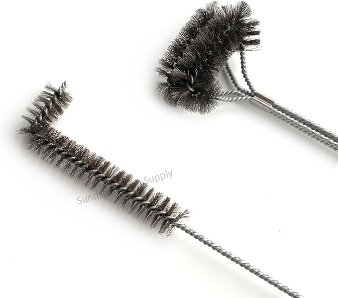 SUNRISE Fryer Brush with Long Handle (Stainless Steel, L and Double Brush)