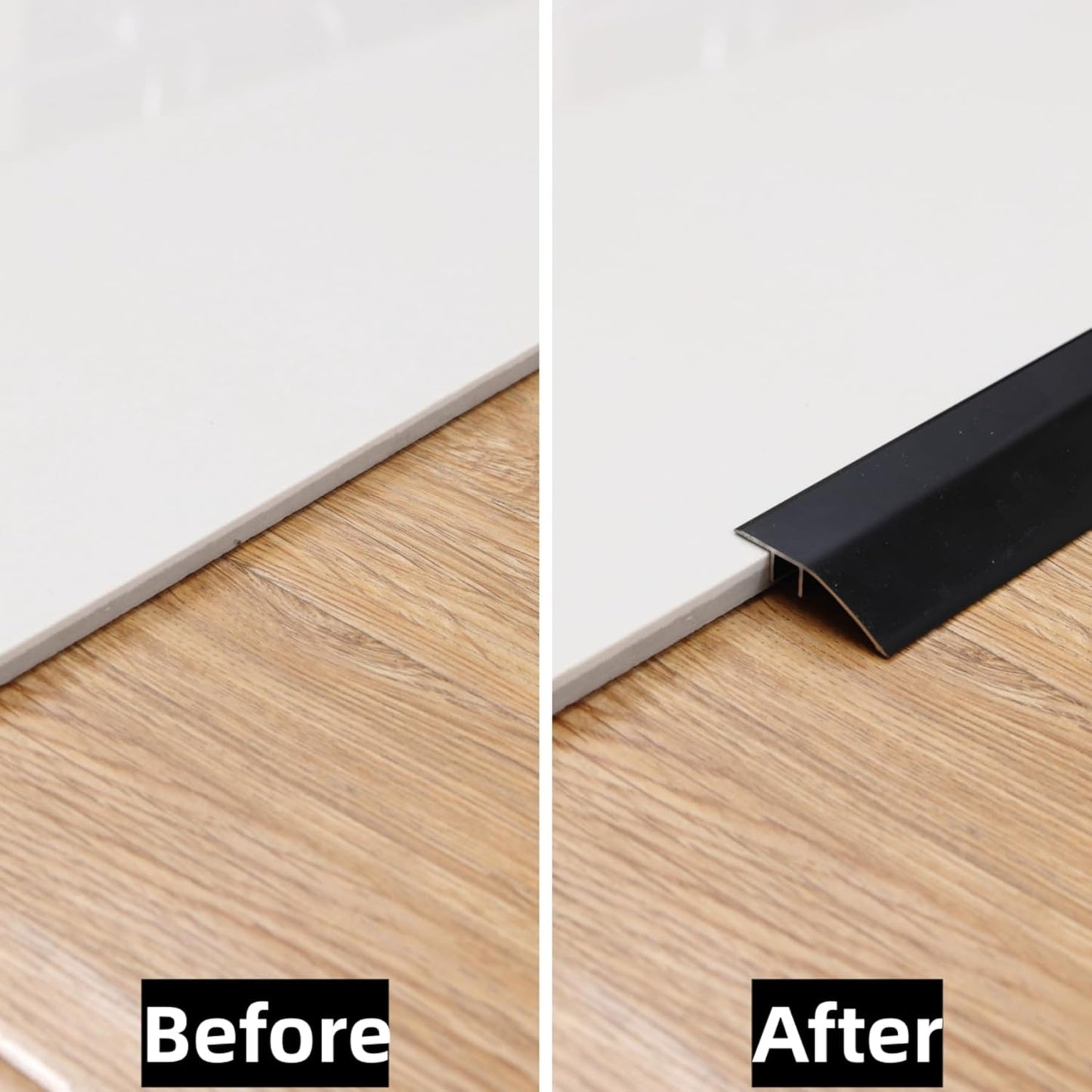 Gaahing Aluminum Floor Transition Threshold Strip, Bridge The Height Gap Between 0.2 to 0.5 inches for Doorway Ramp Tiles Laminate Planks (35.4in x 1.7in, Matte Black)